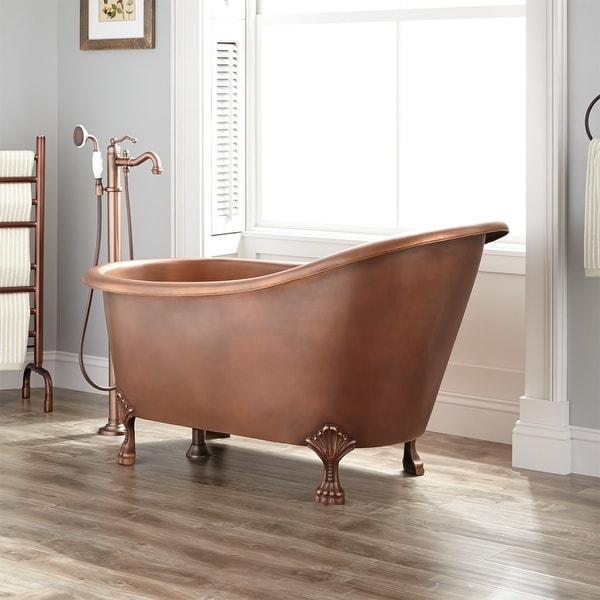 Signature Hardware 907679 54 Norah 54 Victorian Copper Slipper Clawfoot Tub Antique Copper Patina N A