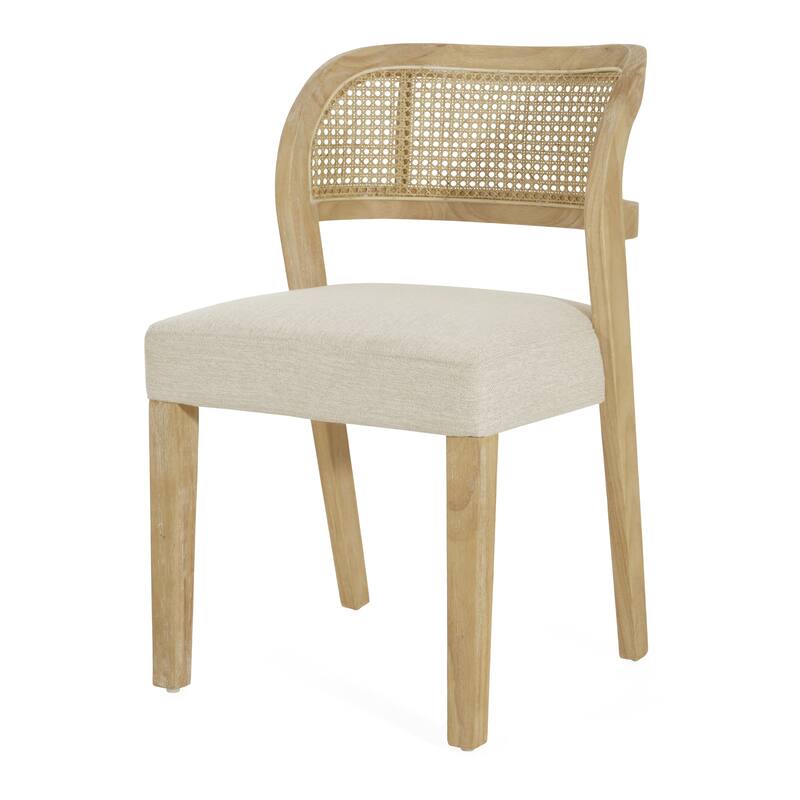Christopher Knight Home - Minimalist 19.25"W Wood Dining Chairs Set with Hand-Woven Curved Backrest & Upholstered Seat