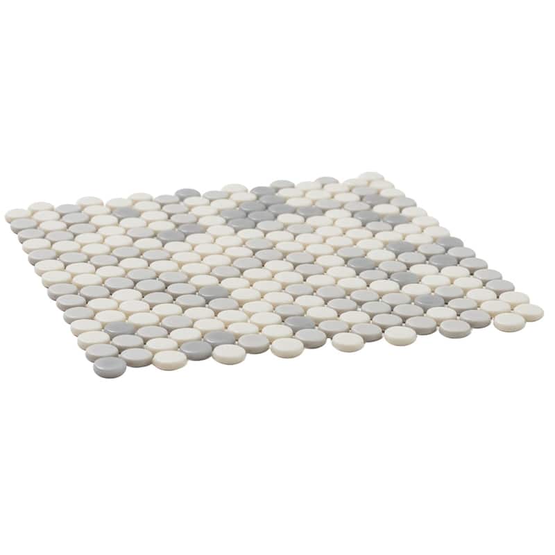 Eterna Penny 12x12 Glass Round Mosaic Tile - Floor, Wall, Backsplash