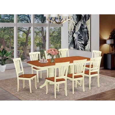 Elegant 9-Piece Dining Set - Rectangle Table with Butterfly Leaf & 8 Chairs - Modern Design