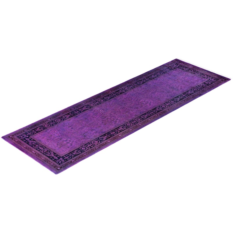 Overdyed One-of-a-Kind Hand-Knotted Area Rug - Purple - 2' 6" x 8' 0"