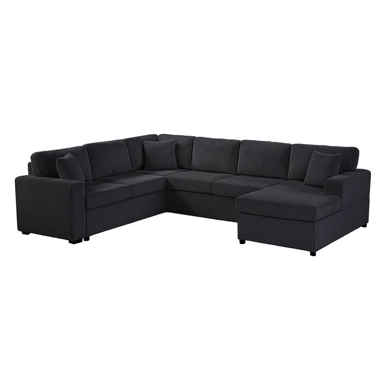 U-Shaped Sectional Sofa with Chaise Lounge and 3 Soft Throw Pillows for Living Room Oversized Corner Sofa