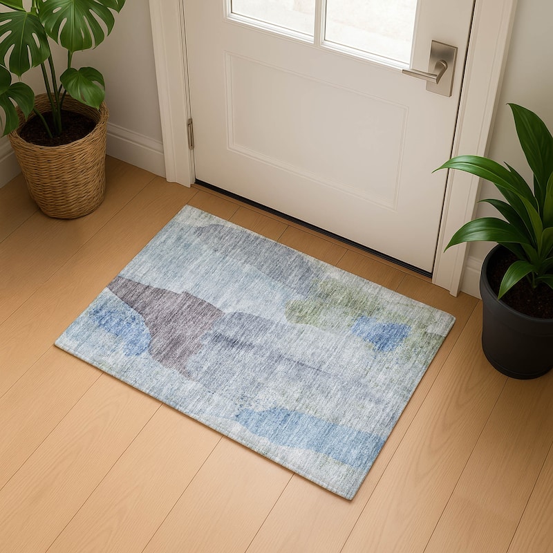 Premium Washable Super Soft Vintage Modern Mayfield Rug - Denim - 1'8" x 2'6"