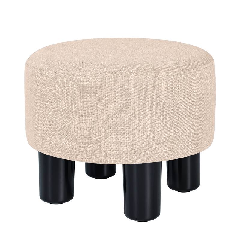 Adeco Round Ottoman Fabric Footrest Modern Padded Chair Footstool