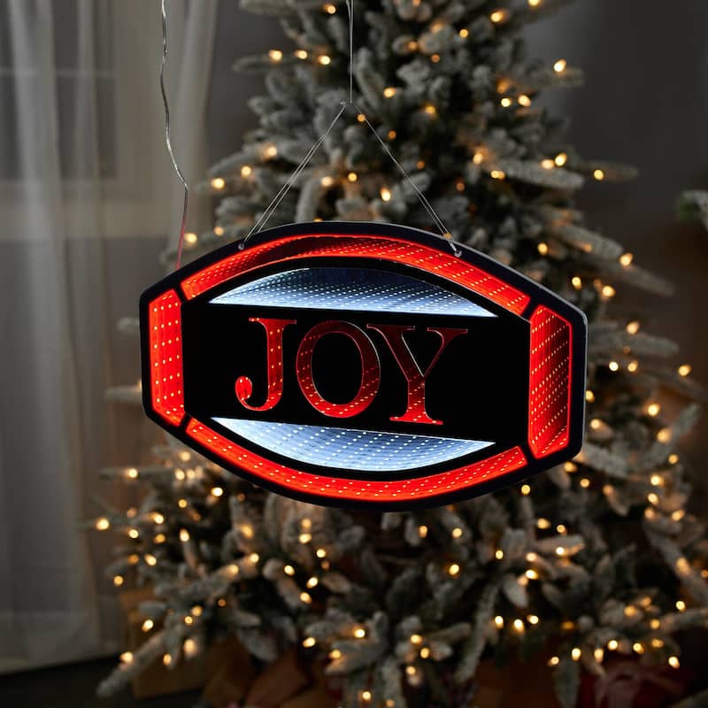 Acrylic Joy Sign with Infinity Lights 15.75 inches Holiday Decor - 9.5” x 0.5” x 15.75” (L x W x H)