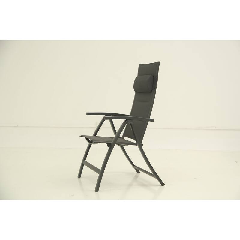 Patio Folding Chairs Set of 2, Padded Textilene Fabric Seat