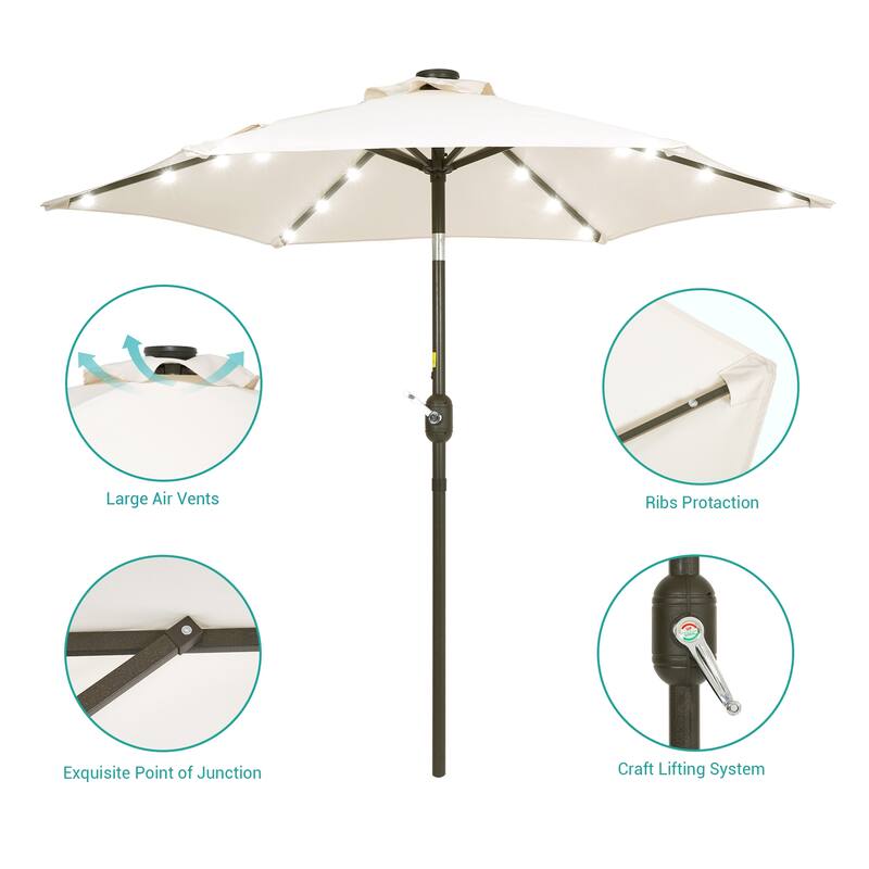 BONOSUKI 7.5ft LED Patio Umbrella Table Umbrellas,with Tilt and Crank