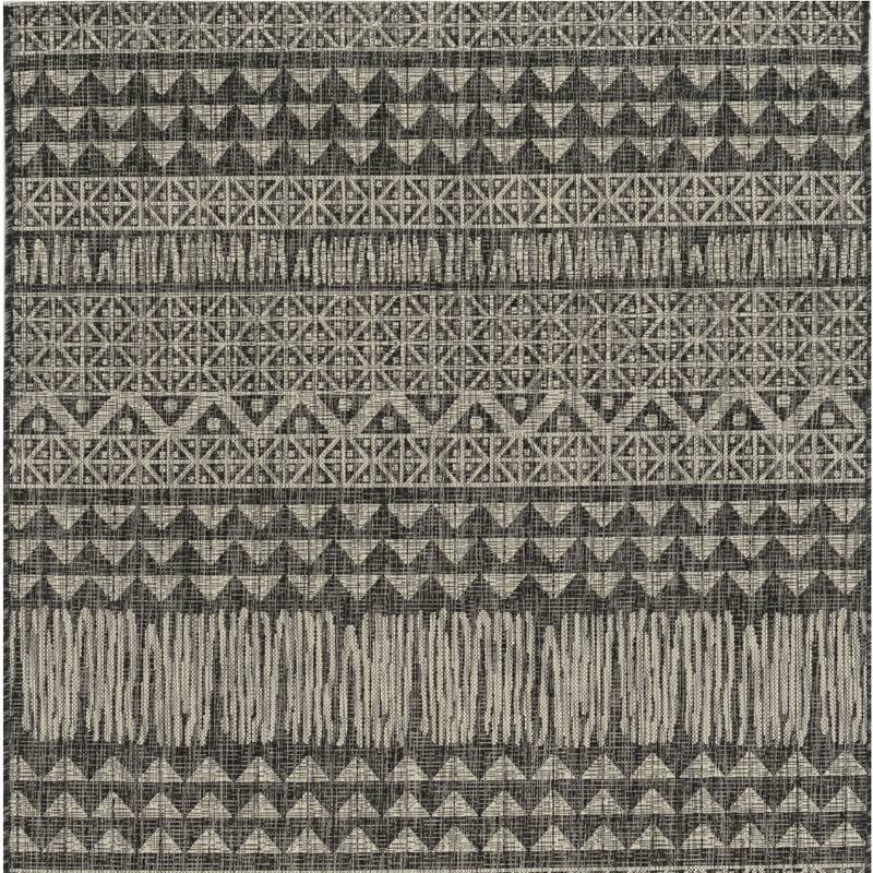 Bero Abstract Shapes Weather Resistant Classic Elegance Hand-Woven Outdoor Rug