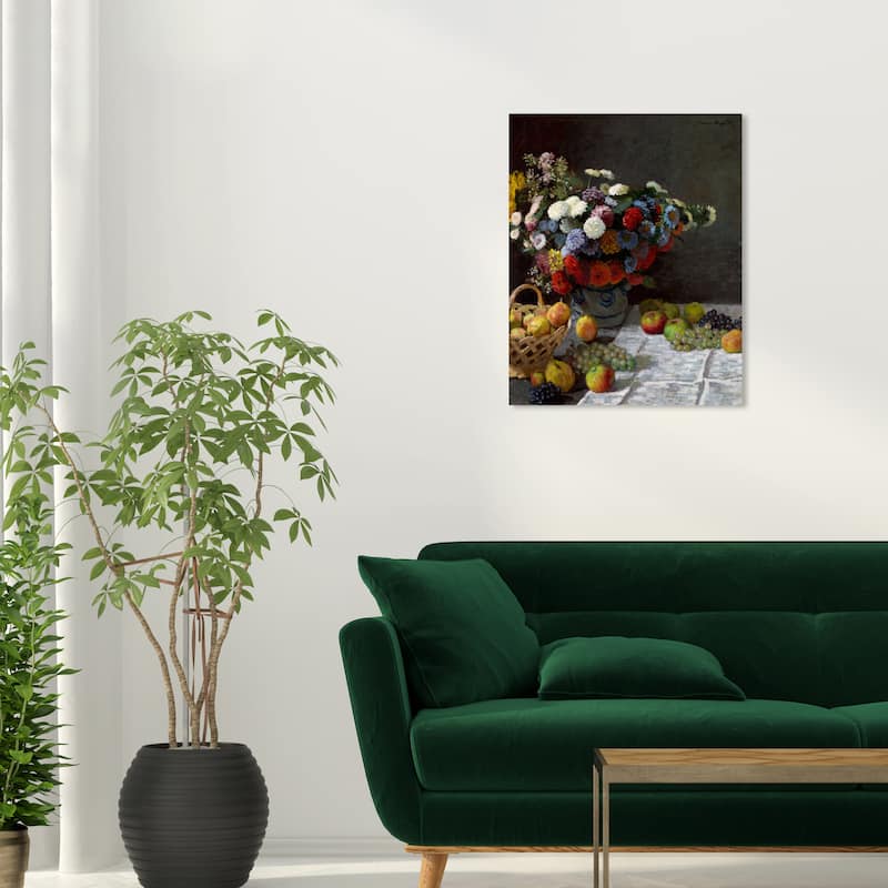 Wynwood Studio Canvas Floral and Botanical Claude Monet - Still Life with Flowers and Fruit Wall Art Canvas Print - 20 x 24