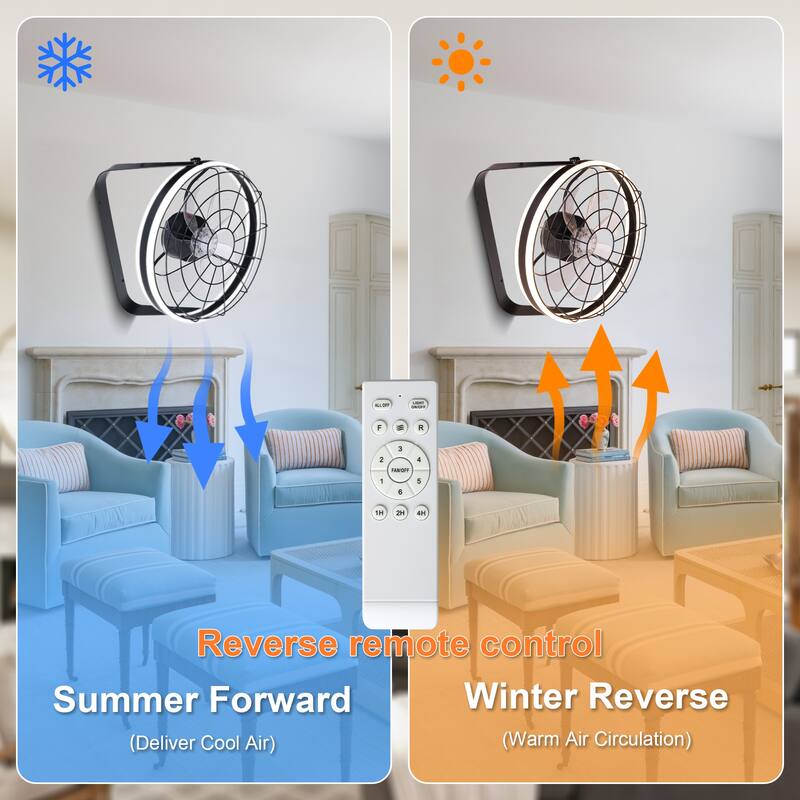 Cusp Barn 23 Inch Modern Wall Mount Fans, Oscillating Plug in Ceiling Fan with Lights, Folding Rotating Smart Fan with APP