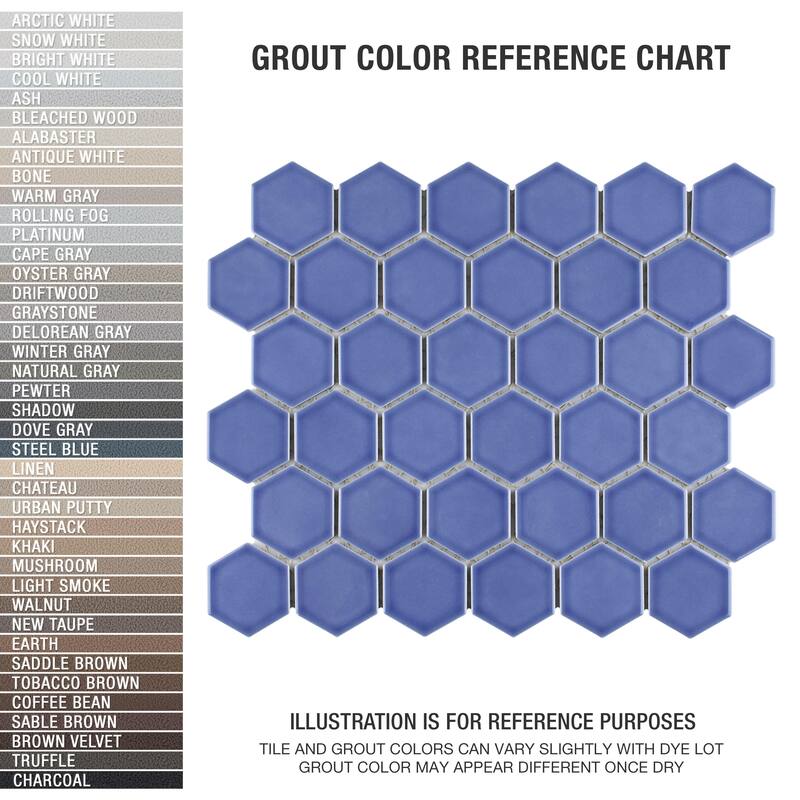 Merola Tile Tribeca 2" Hex Glossy Periwinkle 11-1/8" x 12-5/8" Porcelain Mosaic Floor and Wall Tile