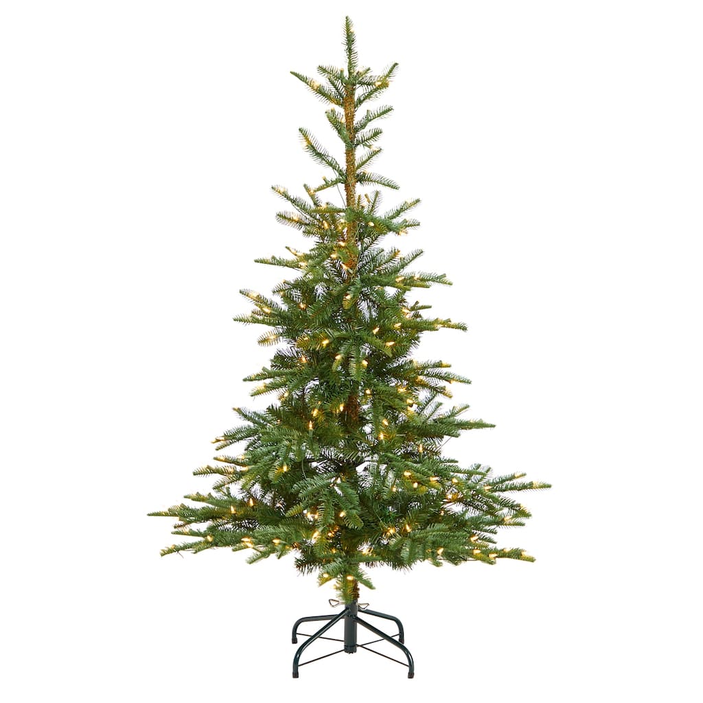 5ft. Layered Spruce Artificial Christmas Tree with 200 Clear Lights & 385 Branches - Classic Holiday X-Mas Glow