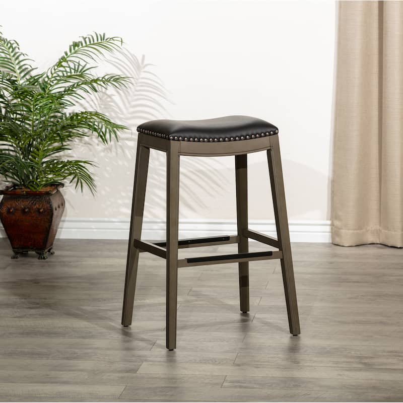 30" Bar Height Saddle Stool - Black