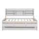 preview thumbnail 37 of 43, Full Size Wooden Captain Bed with Built-in Bookshelves, 3-Storage Drawers, and Trundle, Light Grey, Classic Style Bed Frame