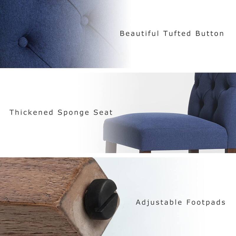Tufted Parsons Upholstered Dining Side Chairs with Solid Wood Legs and Padded Seat