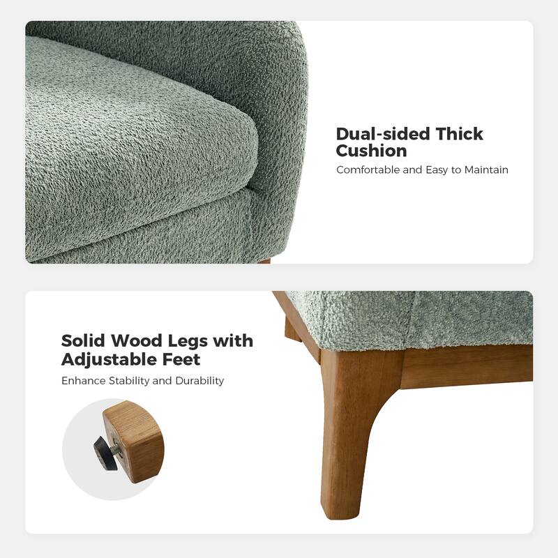 Augus Modern Boucle Barrel Armchair with Solid Wood Legs Set of 2 by HULALA HOME