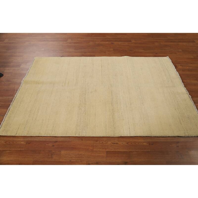 Gabbeh Modern Rug Hand-Knotted Solid Contemporary Wool Carpet - 3'11"x 5'10"