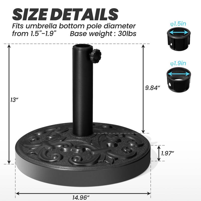 Round Outdoor Patio Market Umbrella Base Holder Filled with Concrete Cement for Table Umbrella