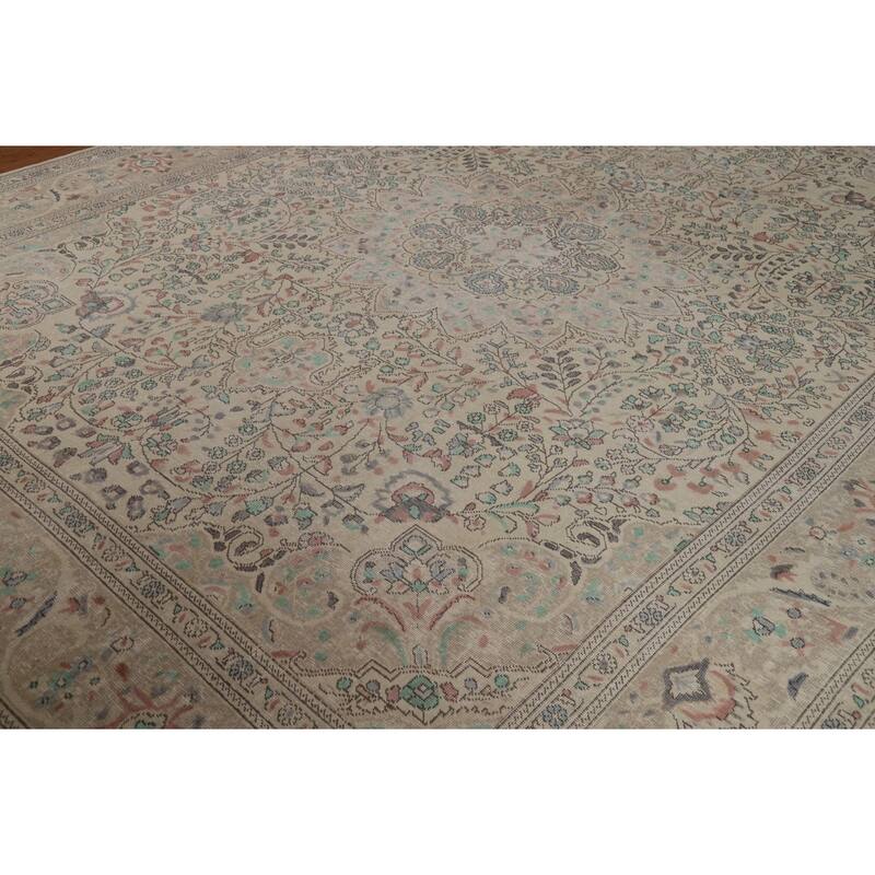 Floral Tabriz Persian Area Rug Hand-Knotted Wool Carpet - 9'10"x 12'6"