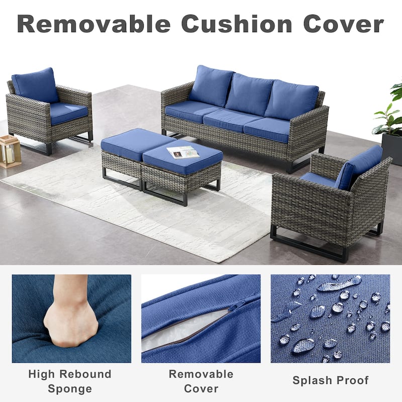 6 Piece 3-Seat Sofa Chair Table Set