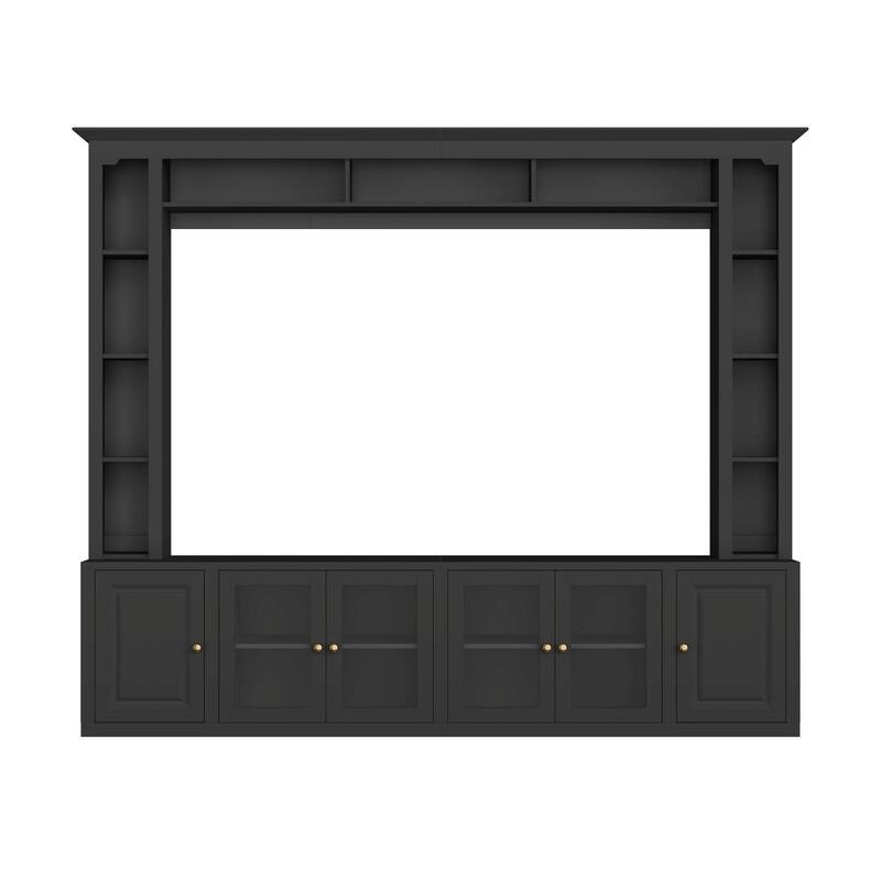 4-Piece Modern Entertainment Center Wall Unit with Bookshelves - All-in-1 Large TV Stand for TVs Up to 80"