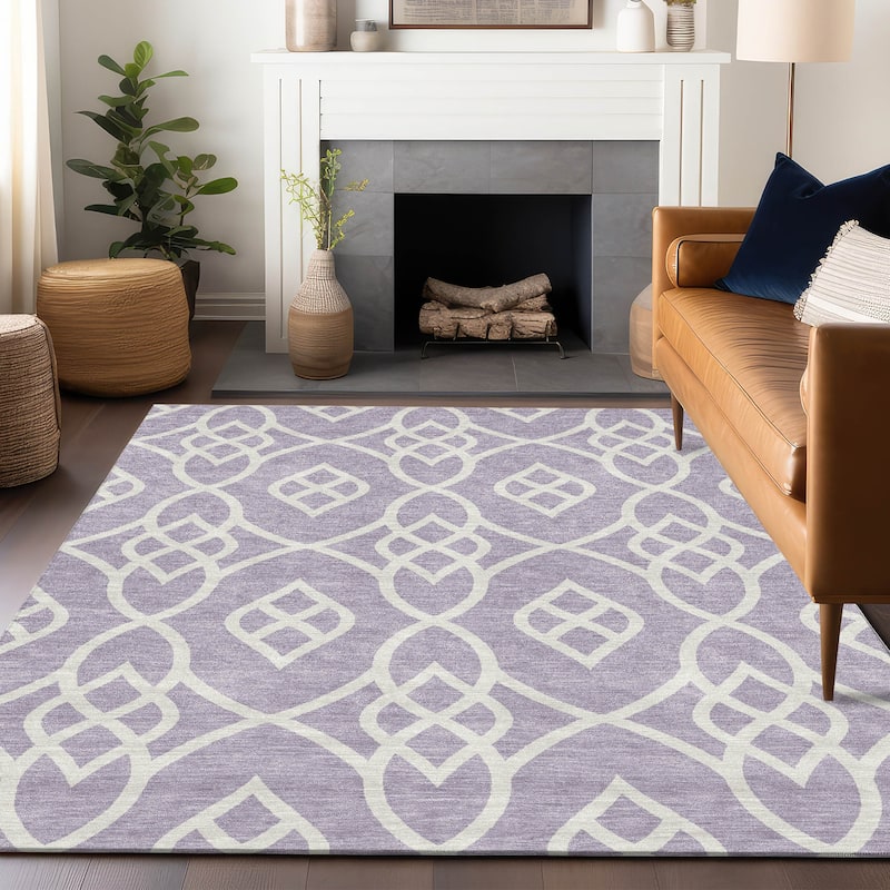 Machine Washable Indoor/ Outdoor Chantille Modern Trellis Rug