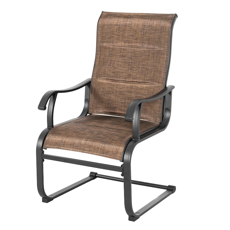 Patio 7-Piece Textilene Dining Set, C-Spring Chair Legs and Umbrella Hole