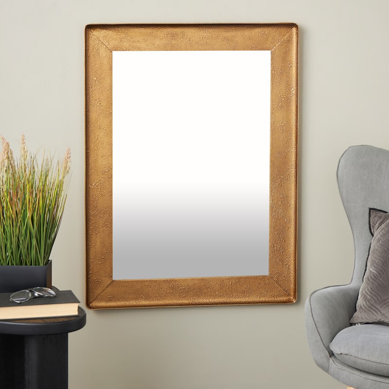 Metal Wall Mirror with Textured Frame - Gold - Roche River Decor