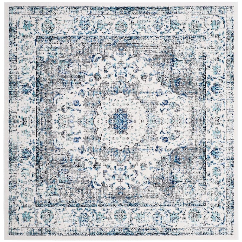 SAFAVIEH Evoke Annabel Vintage Shabby Chic Oriental Rug - 5'3" Square - Ivory/Grey - Square