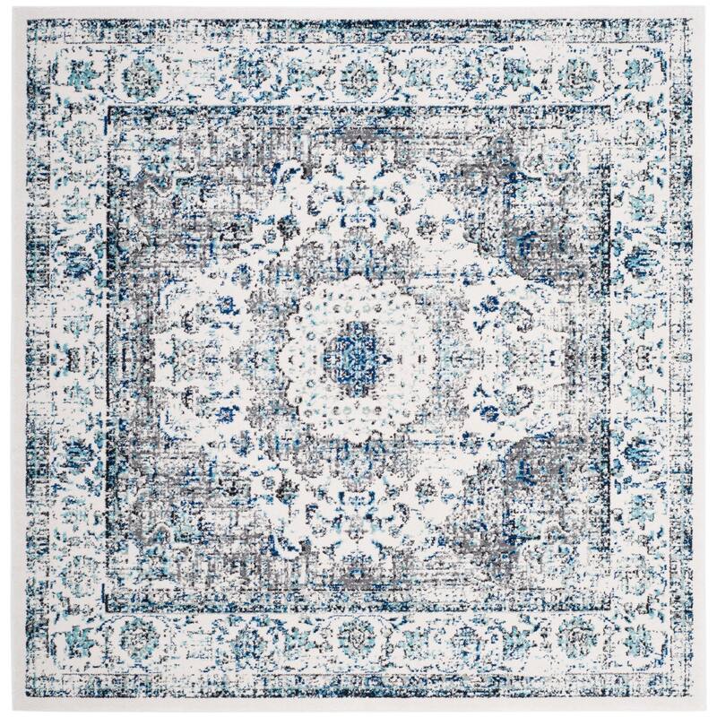 SAFAVIEH Evoke Annabel Vintage Shabby Chic Oriental Rug - 9' x 9' Square - Ivory/Grey