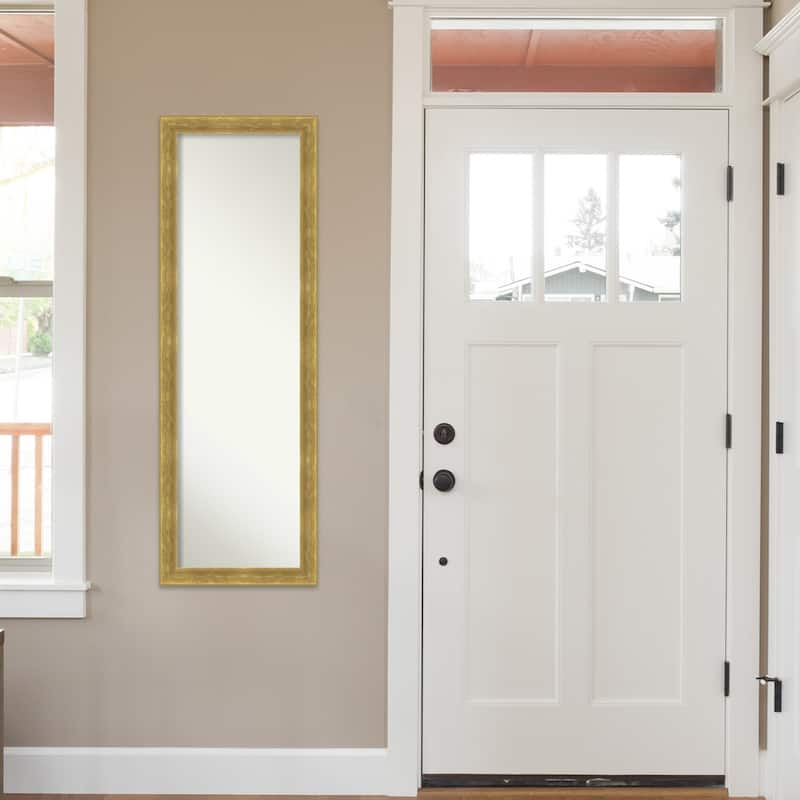 Angled Non-Beveled Wood Framed Full-Length On the Door Mirror - Glass Size 14x48