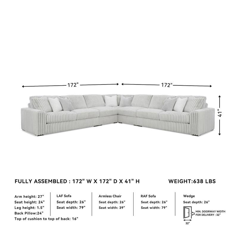 Signature Design by Ashley Stupendous Gray 5-Piece Sectional - 172"W x 172"D x 41"H