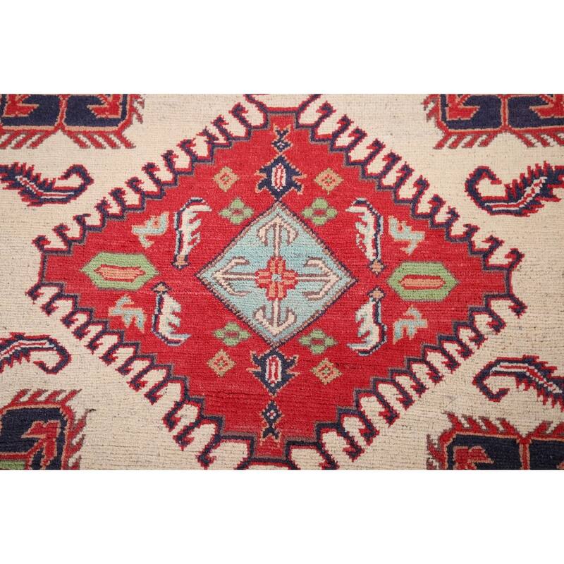Beige Kazak Oriental Area Rug Handmade Traditional Wool Carpet - 4'10" x 5'9"