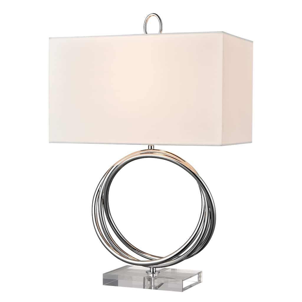 Elk Home Eero Chrome With White Linen Shade 1 Light Table Lamp