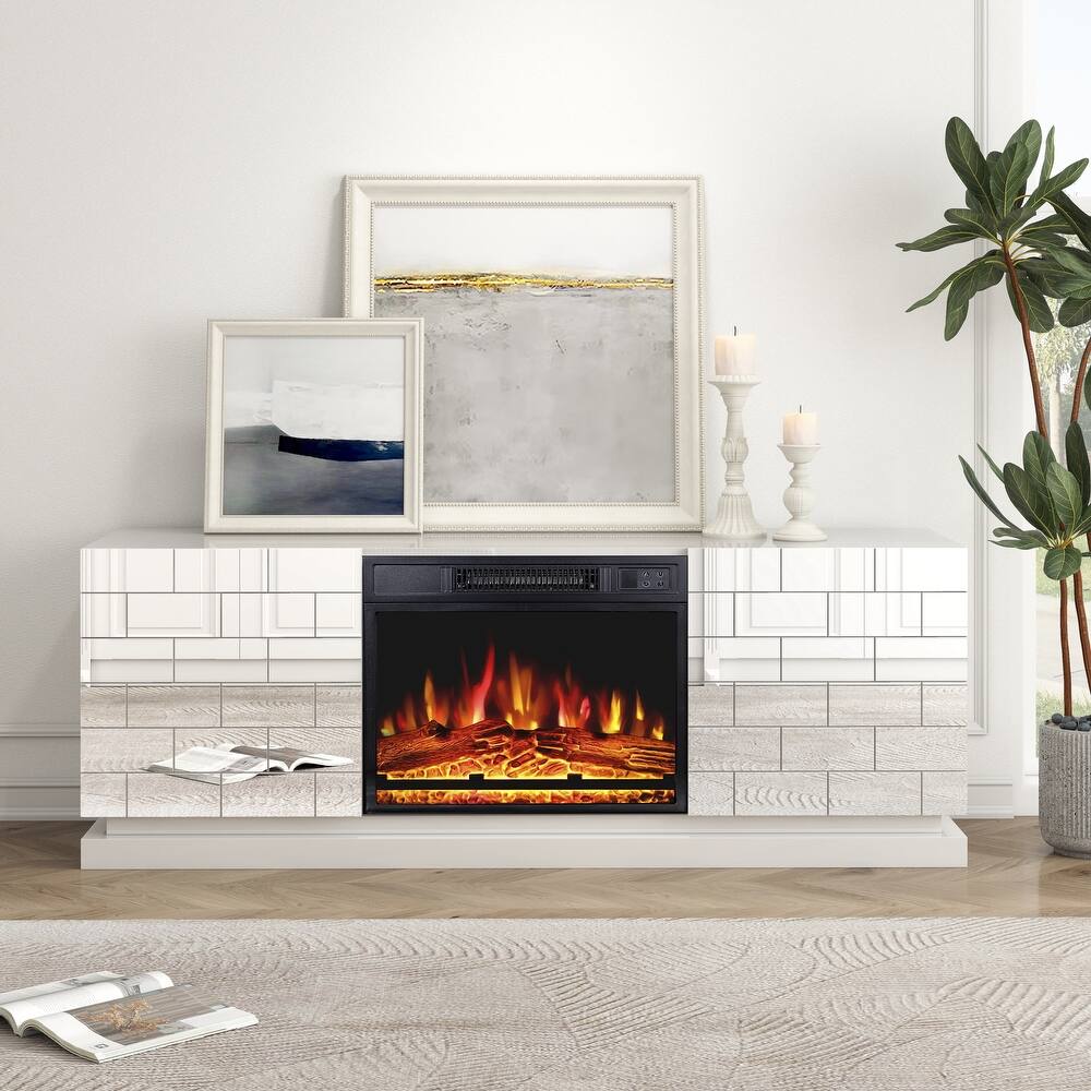 63" Electric TV Stand Fireplace with Adjustable LED Flame
