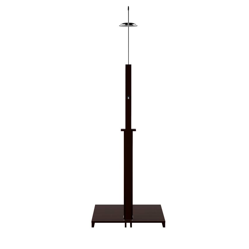 SEI Furniture Parson Oiled Eucalyptus Freestanding Outdoor Shower with Slatted Wood Base and Soap Dish
