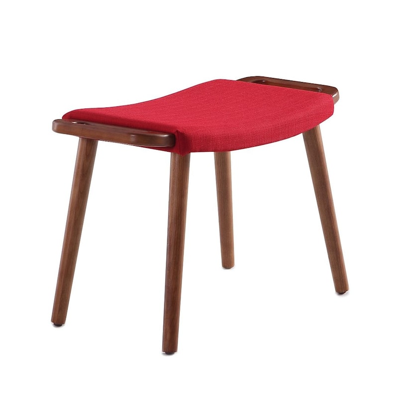 Manhattan Comfort Antique Walnut Ottoman - Red