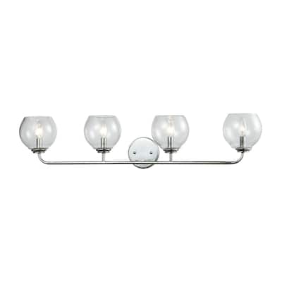 Emory 4-Light Vanity Lamp in Polished Chrome with Clear Blown Glass