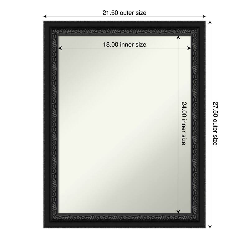 Downton Black Non-Beveled Wood Framed Wall Mirror - Downton Black - 22 x 28 in