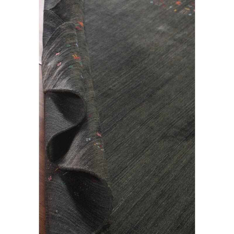 Gabbeh Area Rug Handmade Grey Tribal Wool Carpet - 8'3" x 9'8"