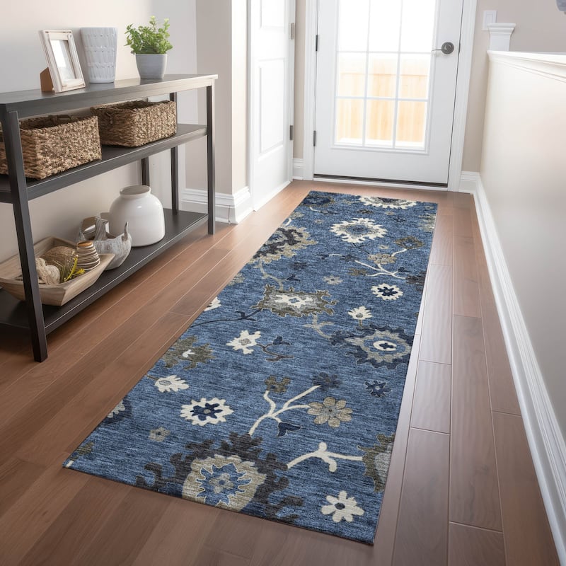 Premium Washable Super Soft Traditional Farmhouse Mayfield Rug - Blue - 2' 3" x 7' 6"