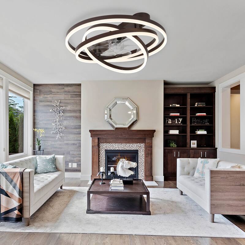 24" Adjustable Light Kit Flush Mount Ceiling Fan, 3 Color Tone CCT dimmable 6 Fan Speed, Remote & App Control for Bedroom