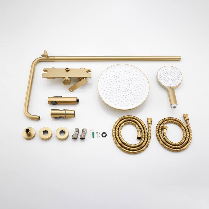 46"H Solid Brass 4-Function Exposed Shower System with Bidet Sprayer and Tub Spout