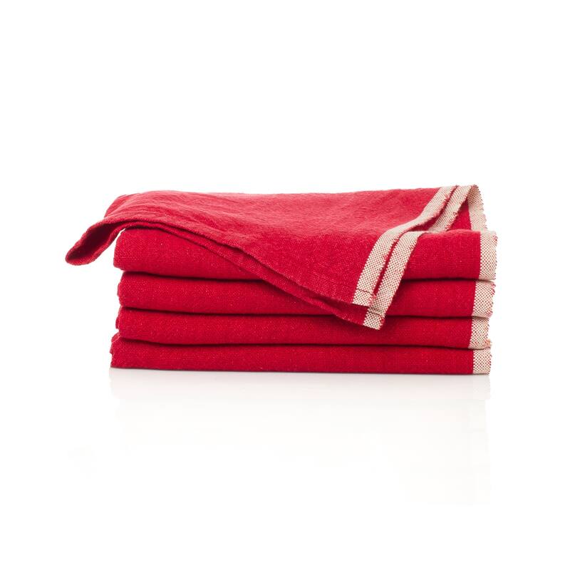 Caravan Chunky Linen Napkins - Set of 4 - Red - Set of 4 - Red