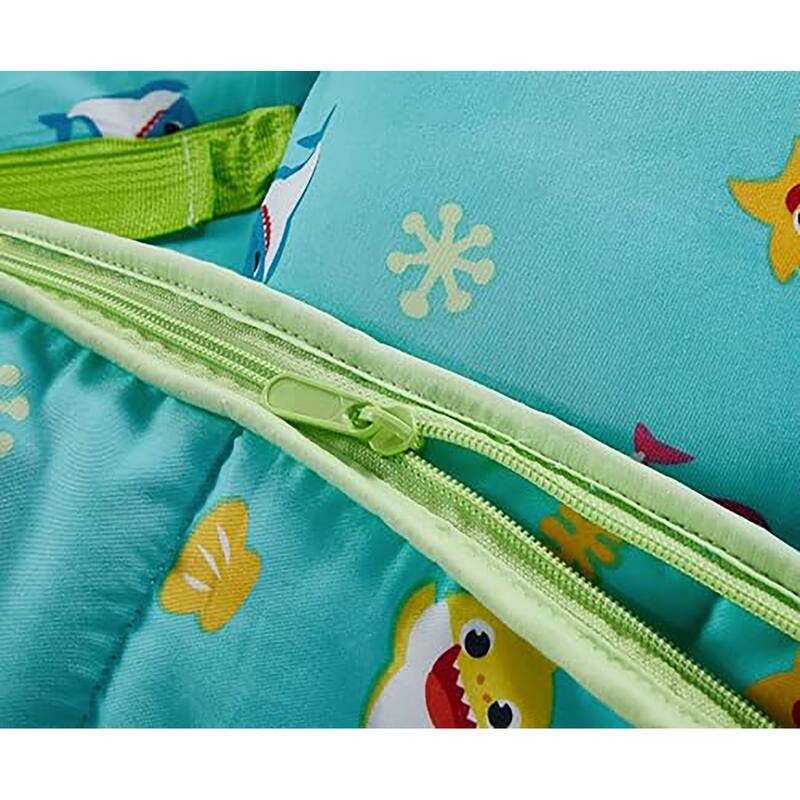 Nickelodeon Baby Shark 3-in-1 Travel Slumber Nap Mat with Built in Pillow, Blanket and Carry Backpack