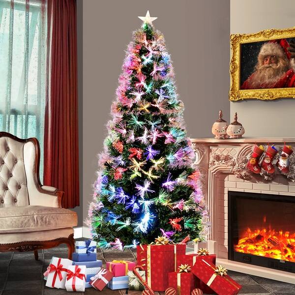 Shop Belleze 6ft Artificial Christmas Tree Fiber Optic Color Light