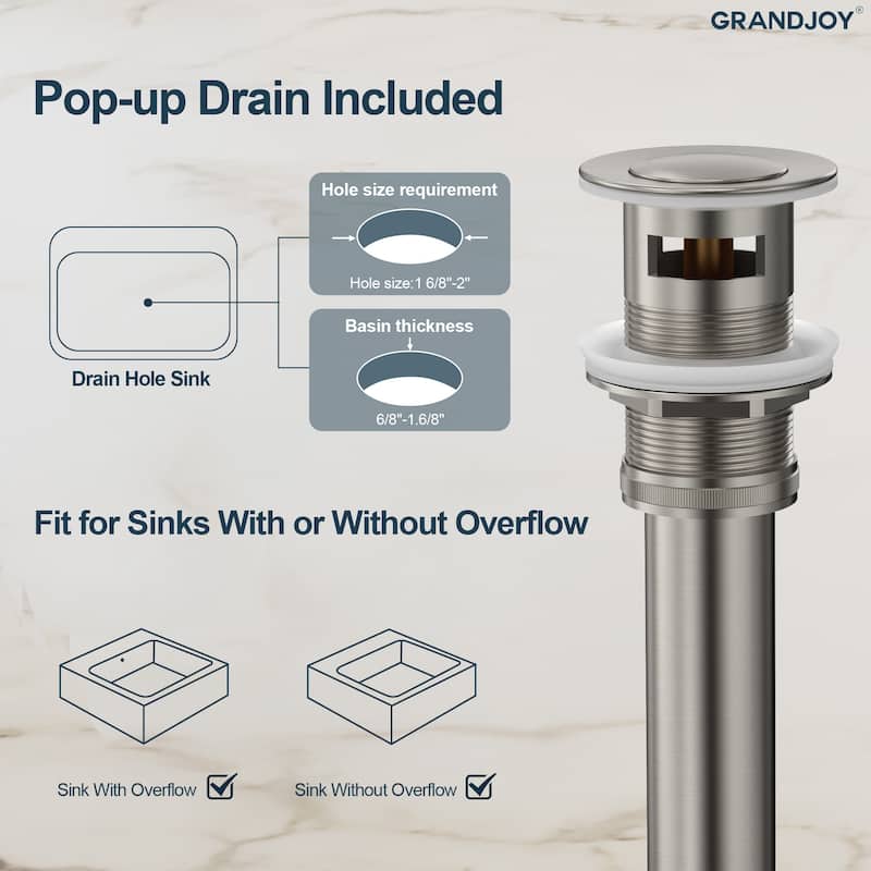 GRANDJOY Low Arc Waterfall Widespread Bathroom Sink Faucet