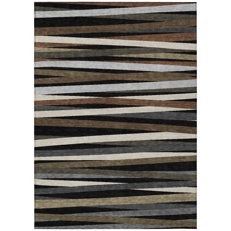 HomeRoots Striped Transitional Rectangle Outdoor Rug