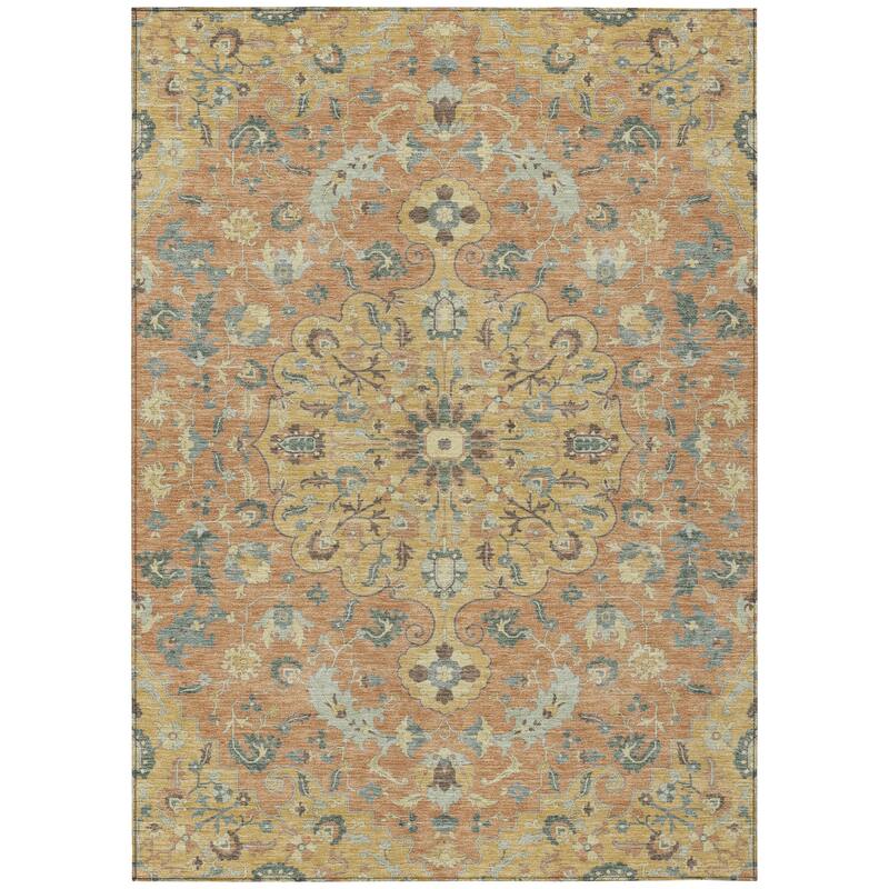 Machine Washable Indoor/ Outdoor Traditional Indore Chantille Rug