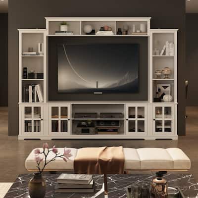 Home Modern Entertainment Center Large Tv Stand Console Table Modular